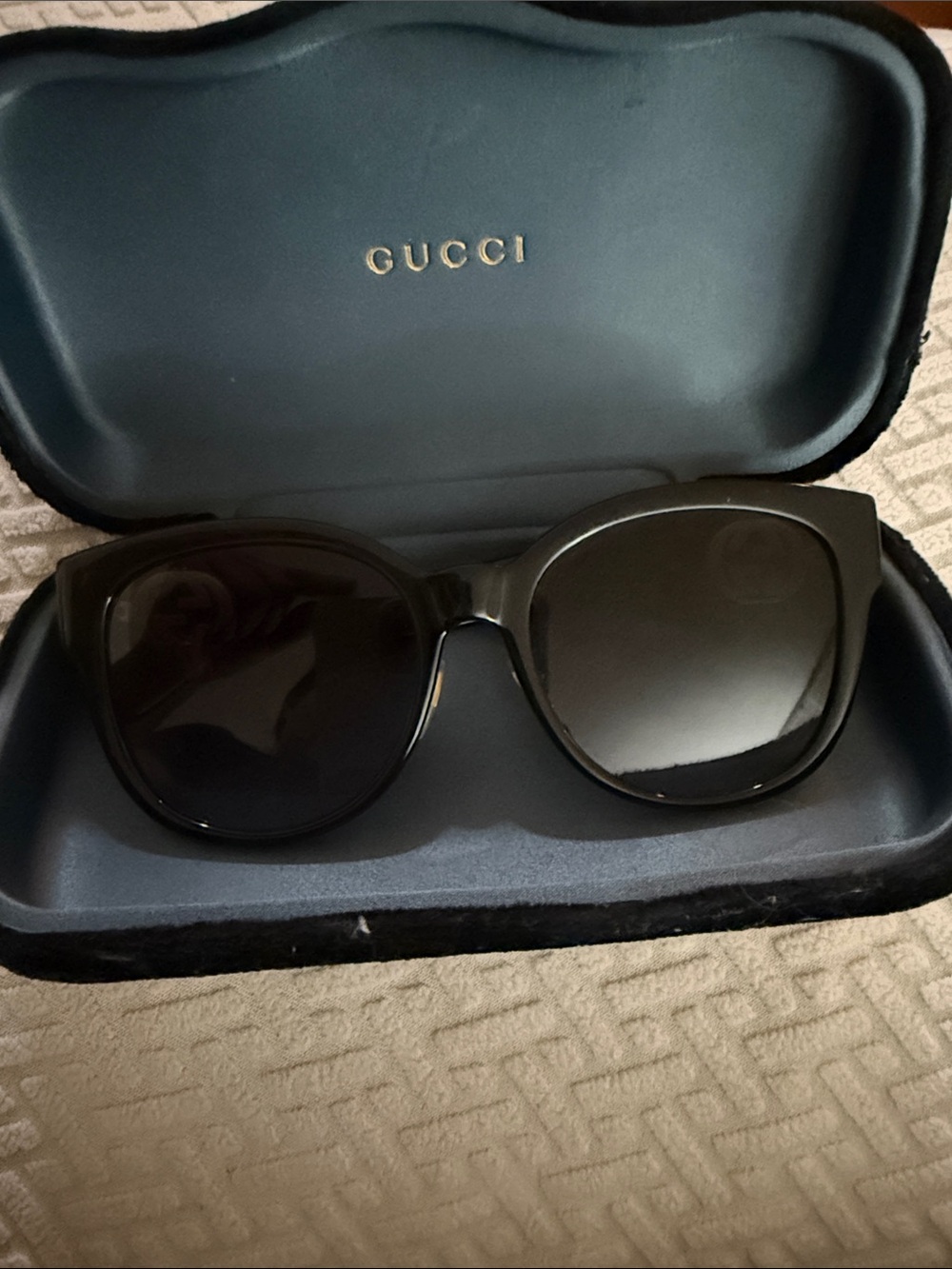 Gucci Black Sunglasses with Gold Double G Emblems - Picture 2 of 3